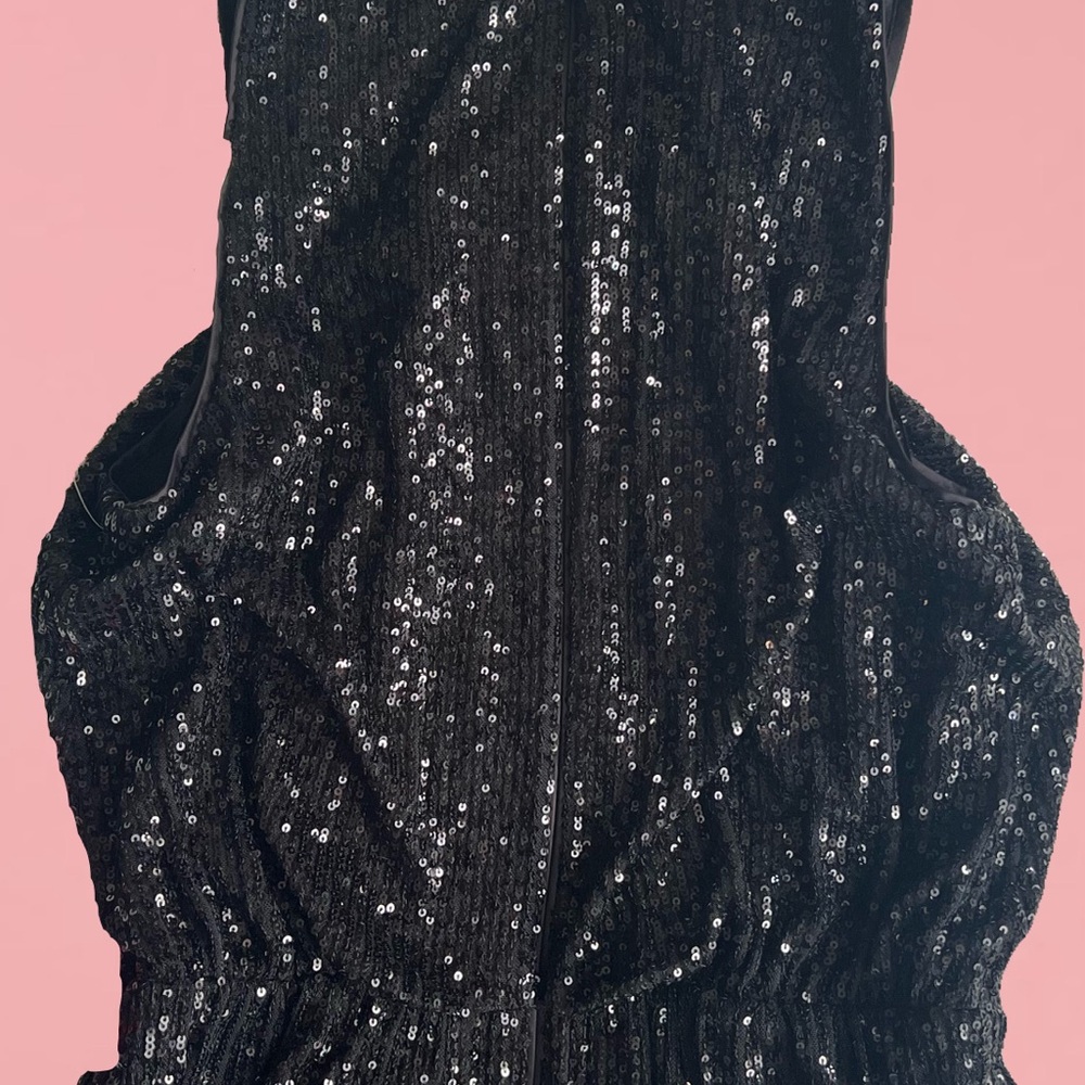 Eliza J Black Feather Trim Sequined Cocktail And Party Dress Vintage